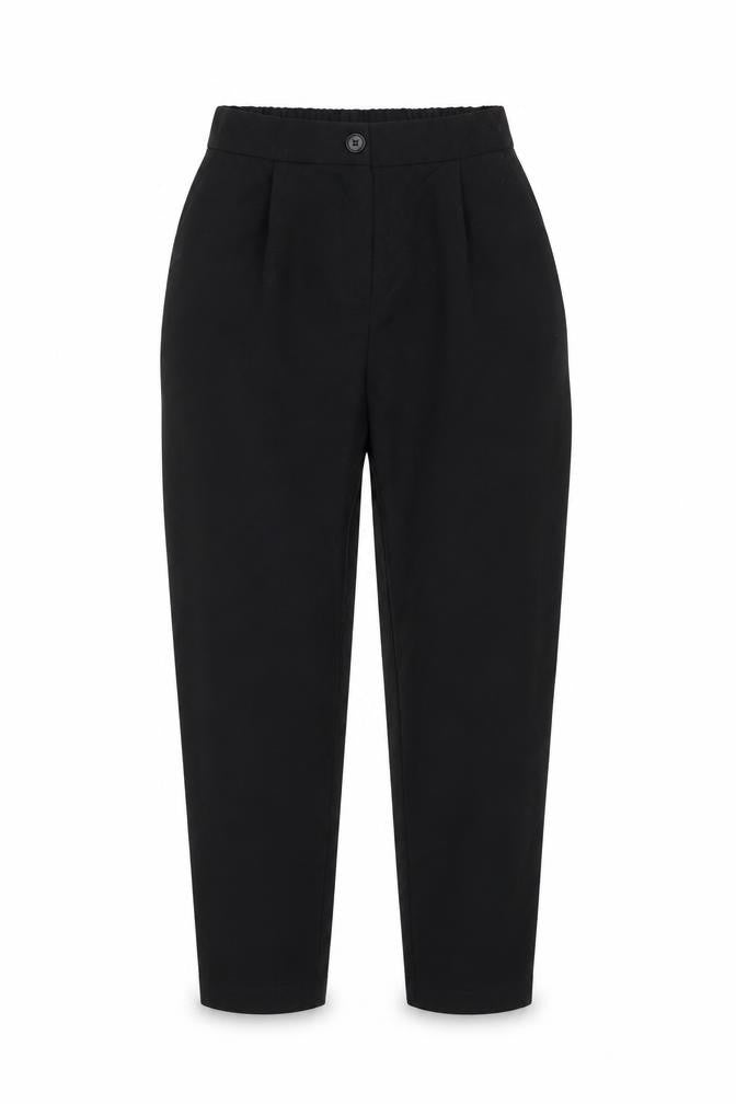 Front view of ASOS women’s black trousers, size UK 6, 24-inch leg