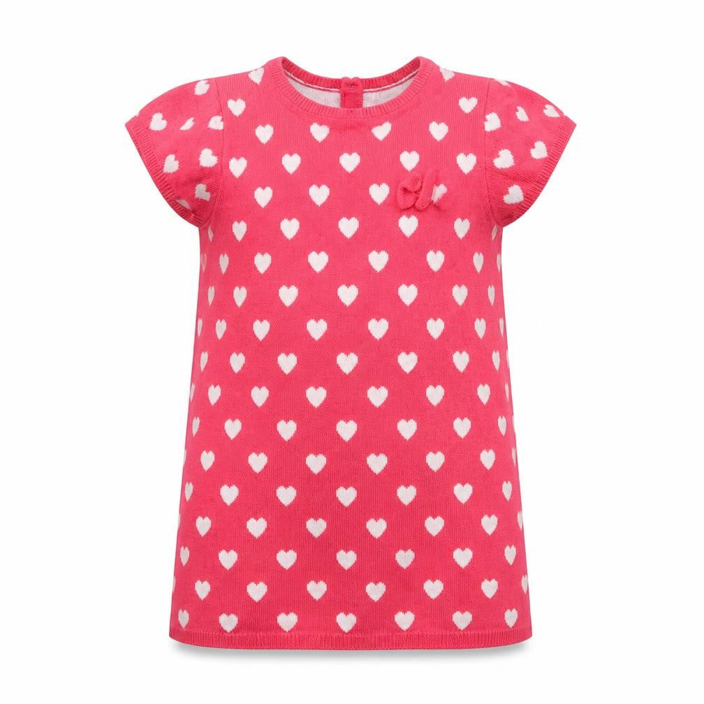 Preworn Girls Pink Polka Dot  Pullover Jumper Size 4 Years
