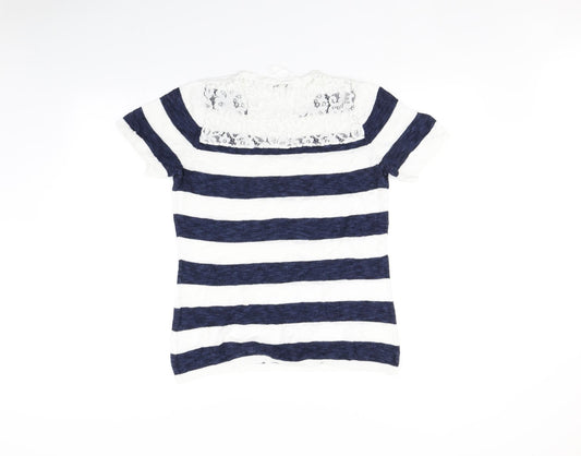 Text Womens Multicoloured Striped  Basic T-Shirt Size M