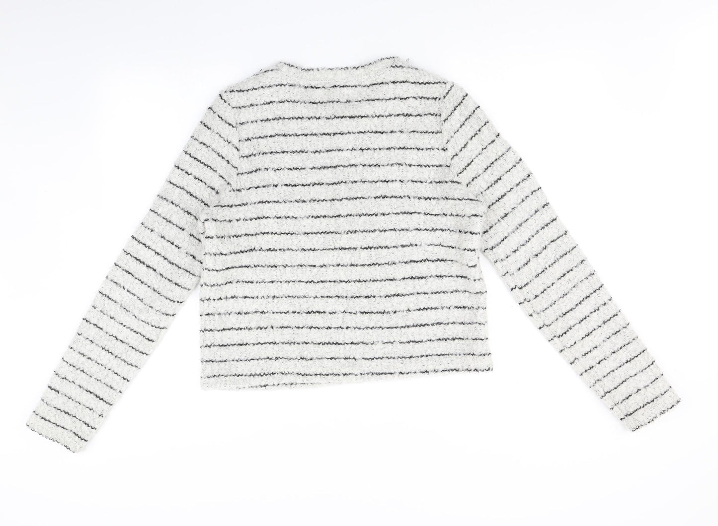 New Look Womens White Striped  Pullover Jumper Size 14