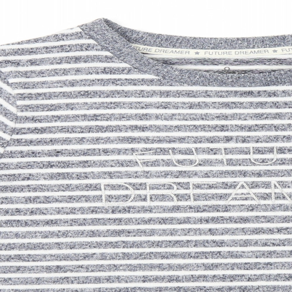 Love to lounge Womens Grey Striped  Pullover Jumper Size 6  - Future Dreamer