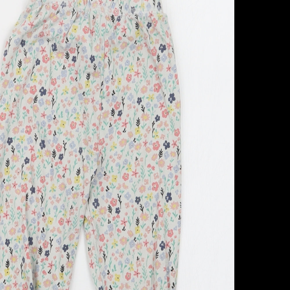 TU Girls White Floral  Capri Pyjama Set Size 3-4 Years