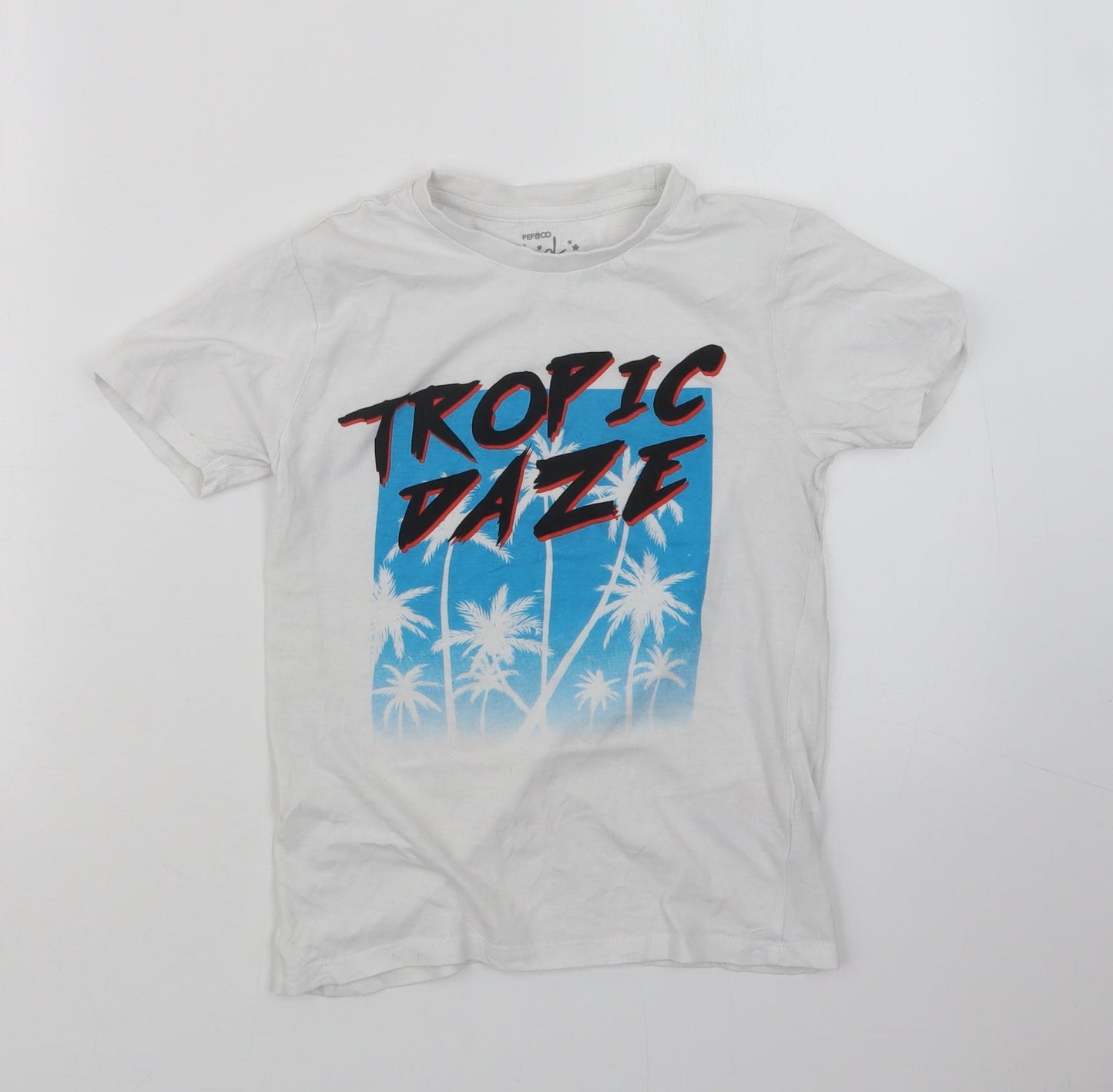Pep&Co Boys White   Basic T-Shirt Size 8-9 Years