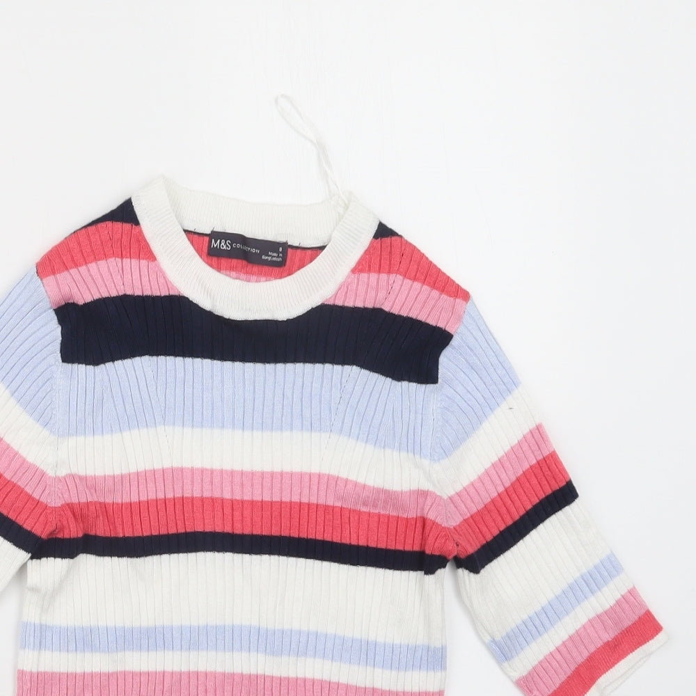 Marks and Spencer Womens Purple Striped  Pullover Jumper Size 8