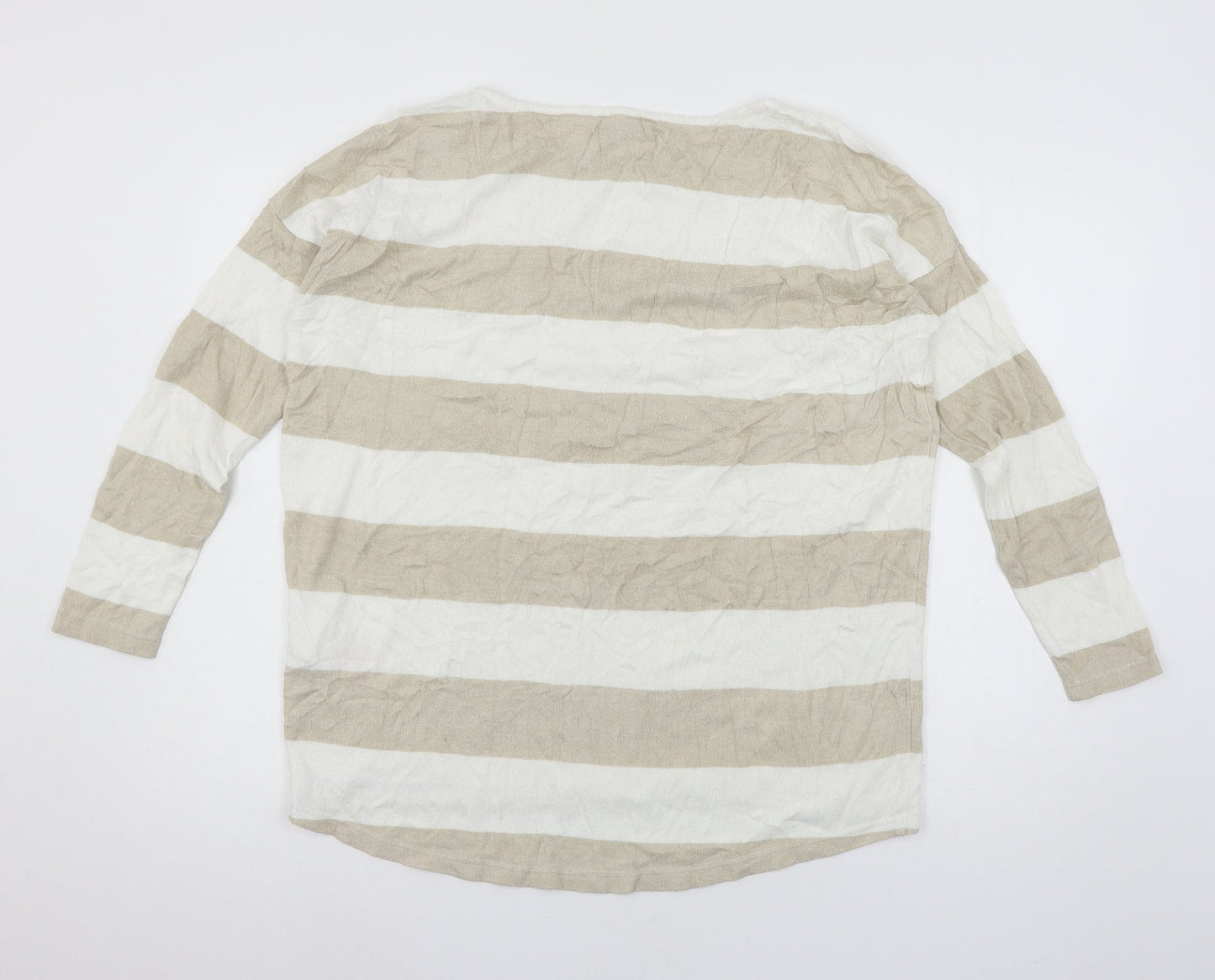 Only Womens White Striped Knit Pullover Jumper Size M