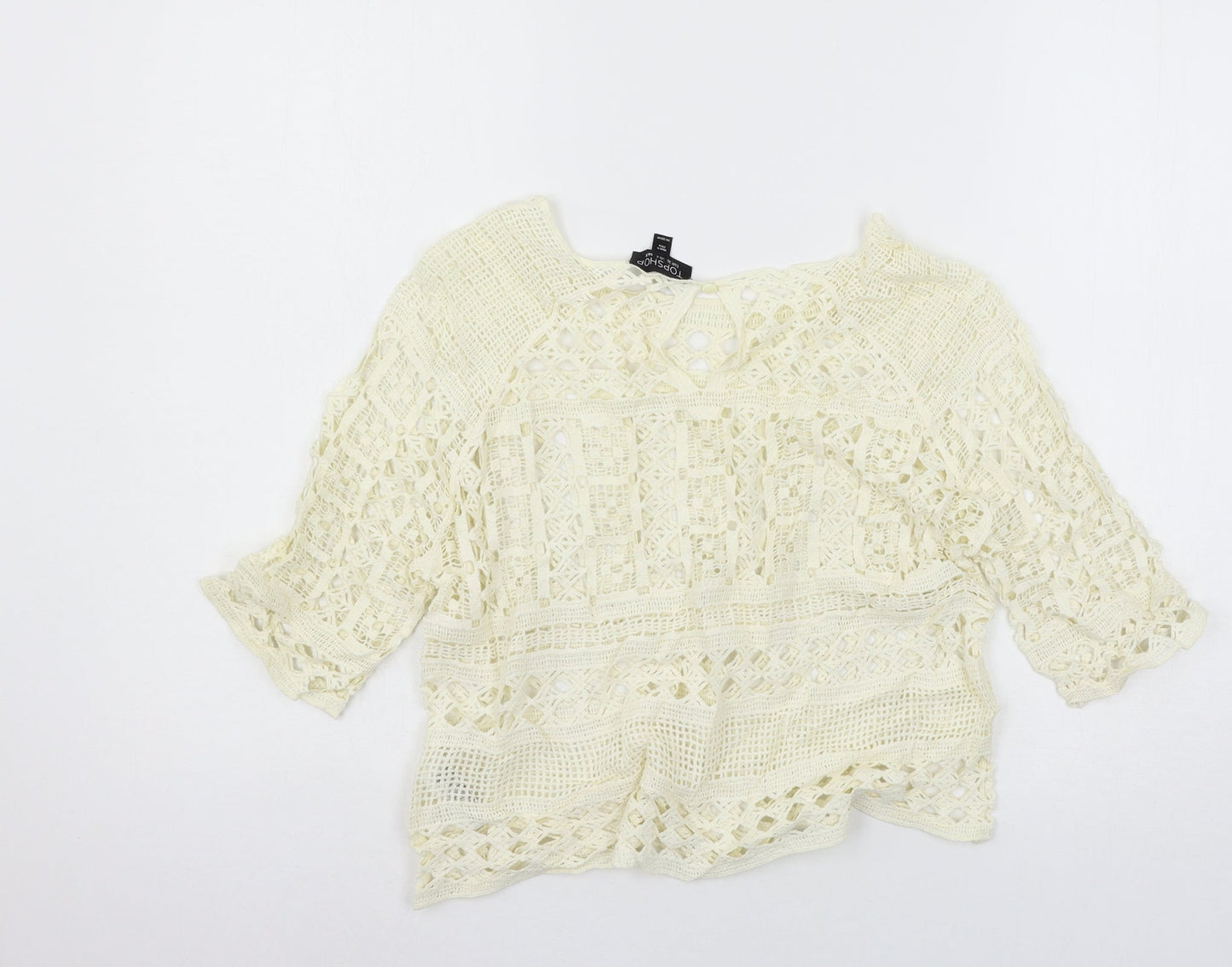 Topshop Womens Ivory  Knit Basic T-Shirt Size 8