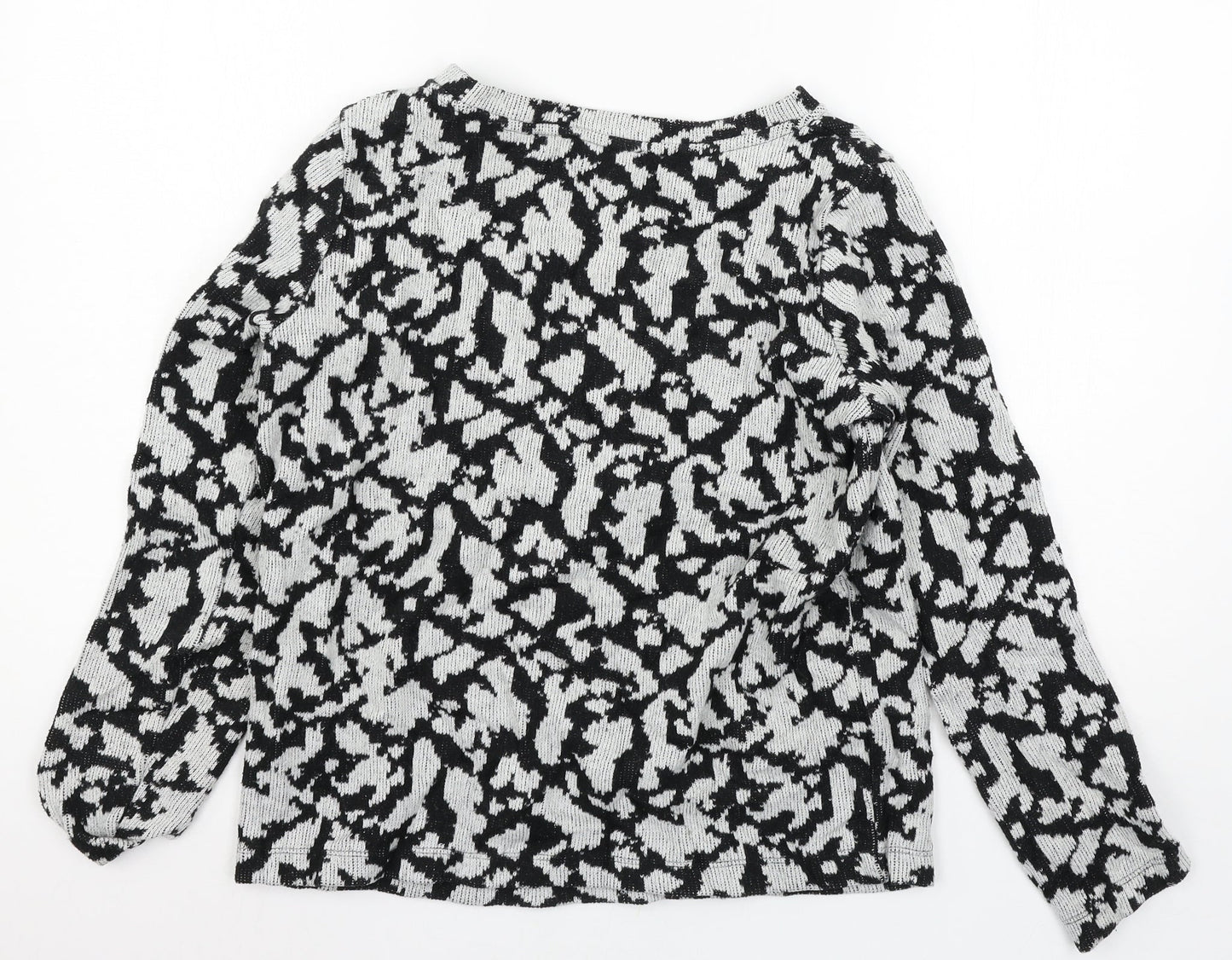 EDC Womens Black Geometric Knit Pullover Jumper Size M