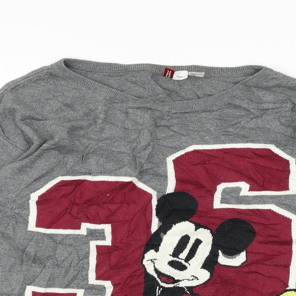 Divided Womens Grey  Knit Pullover Jumper Size 6  - Mickey Mouse