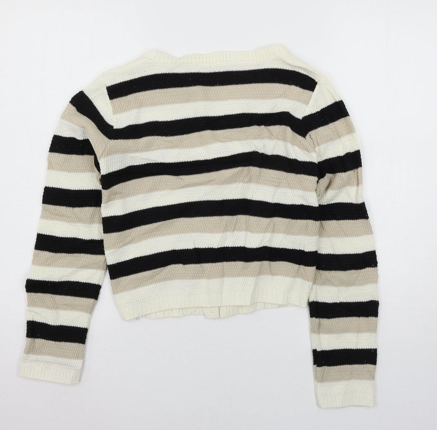 Evie Womens White Striped Knit Cardigan Jumper Size 8