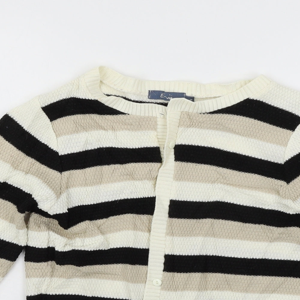 Evie Womens White Striped Knit Cardigan Jumper Size 8