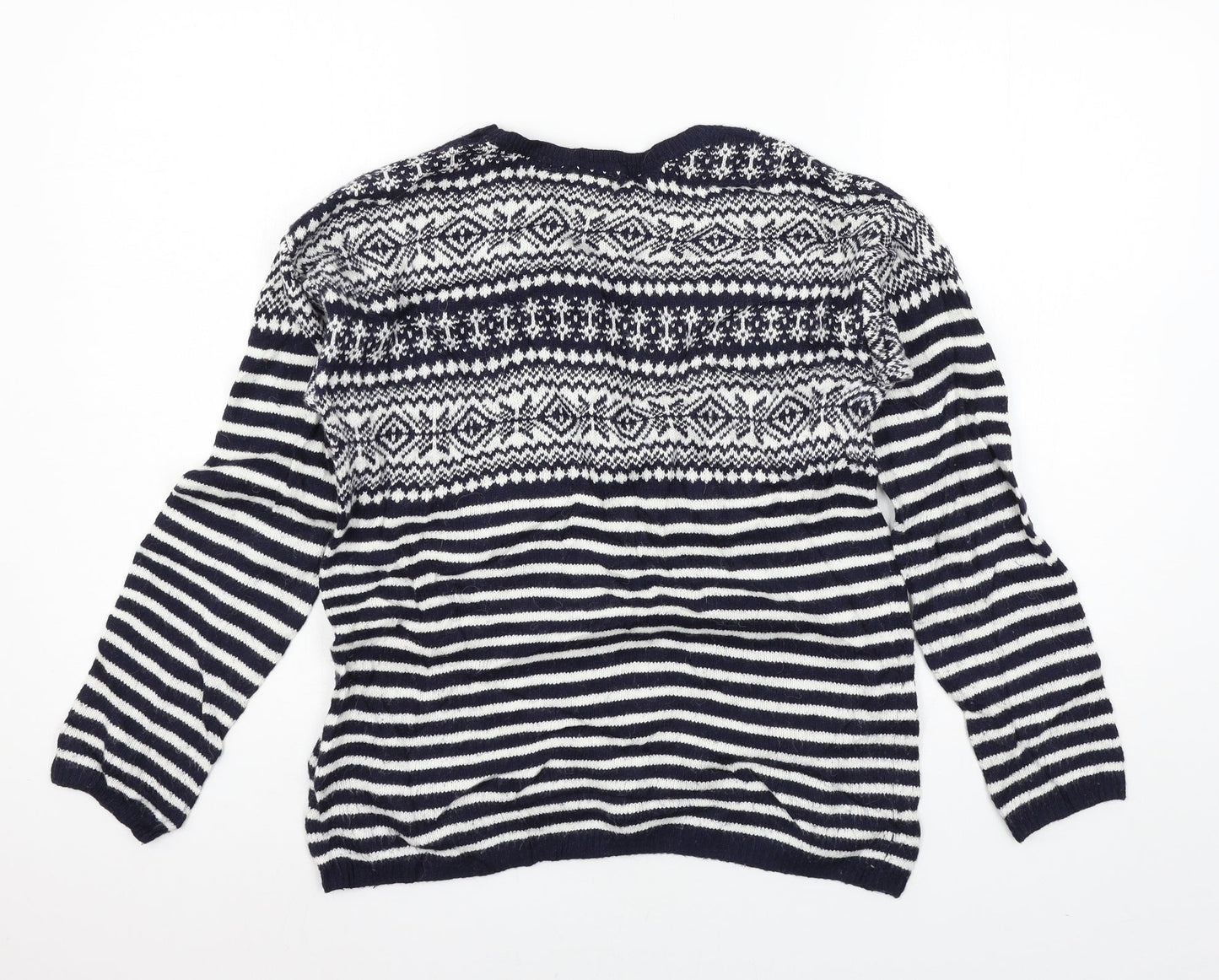 H&M Womens Blue Striped Knit Pullover Jumper Size S