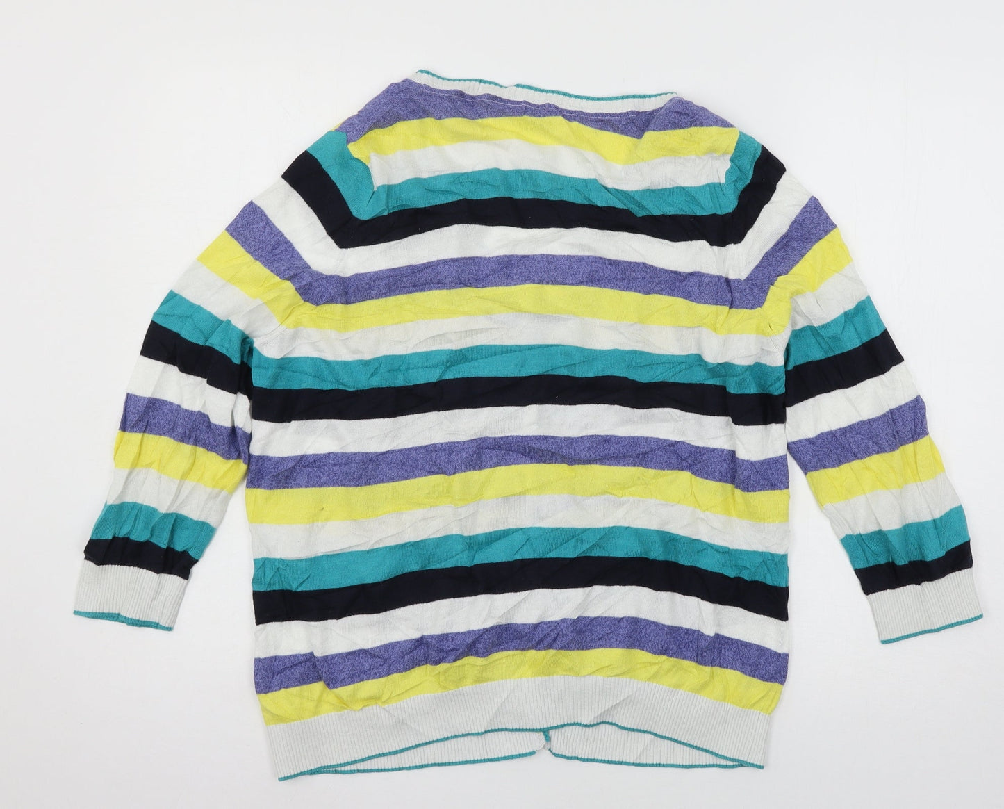 Per Una Womens Multicoloured Striped Knit Cardigan Jumper Size 18