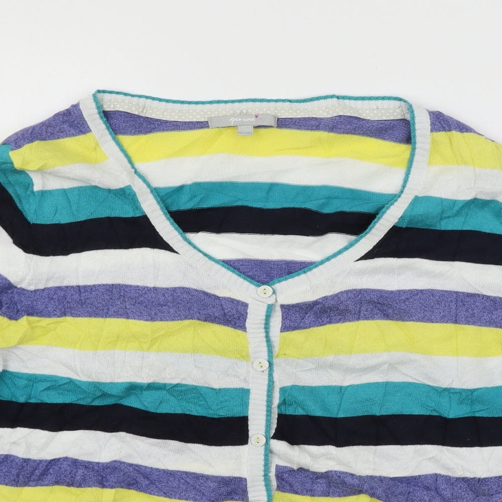 Per Una Womens Multicoloured Striped Knit Cardigan Jumper Size 18
