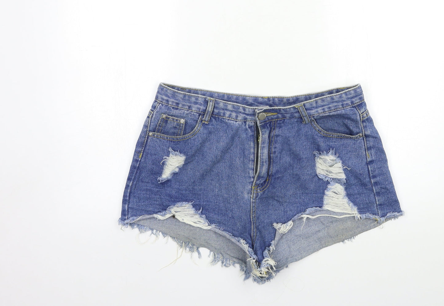 Preworn Womens Blue  Denim Hot Pants Shorts Size L