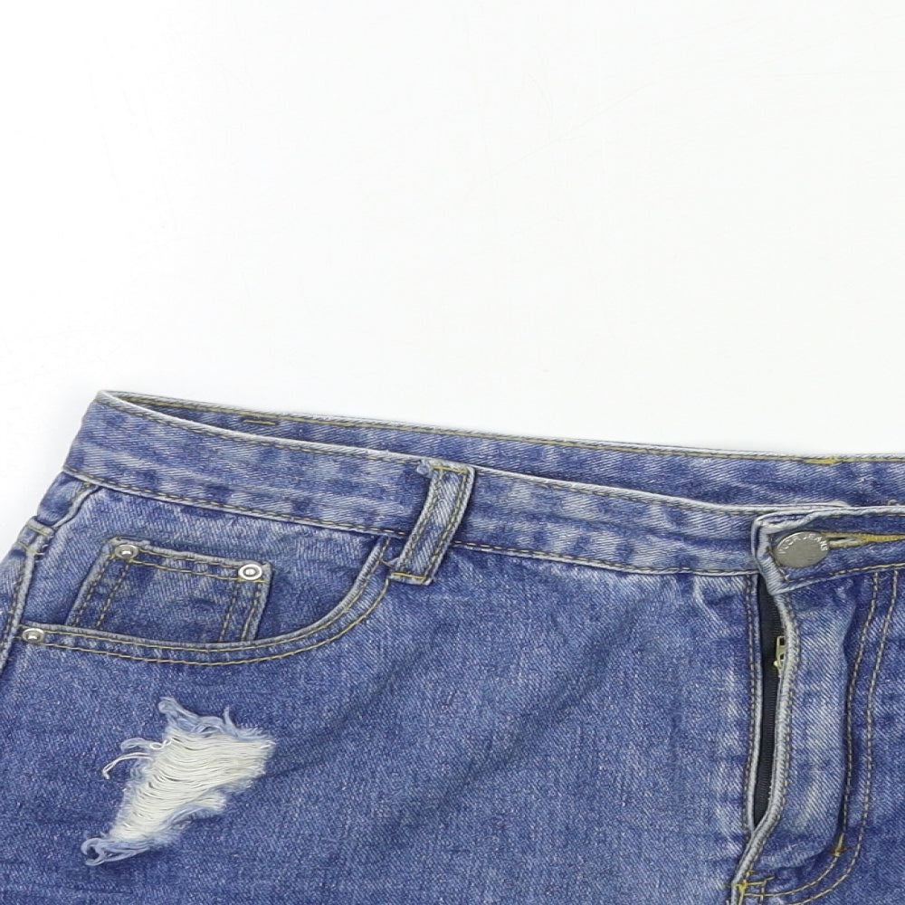 Preworn Womens Blue  Denim Hot Pants Shorts Size L