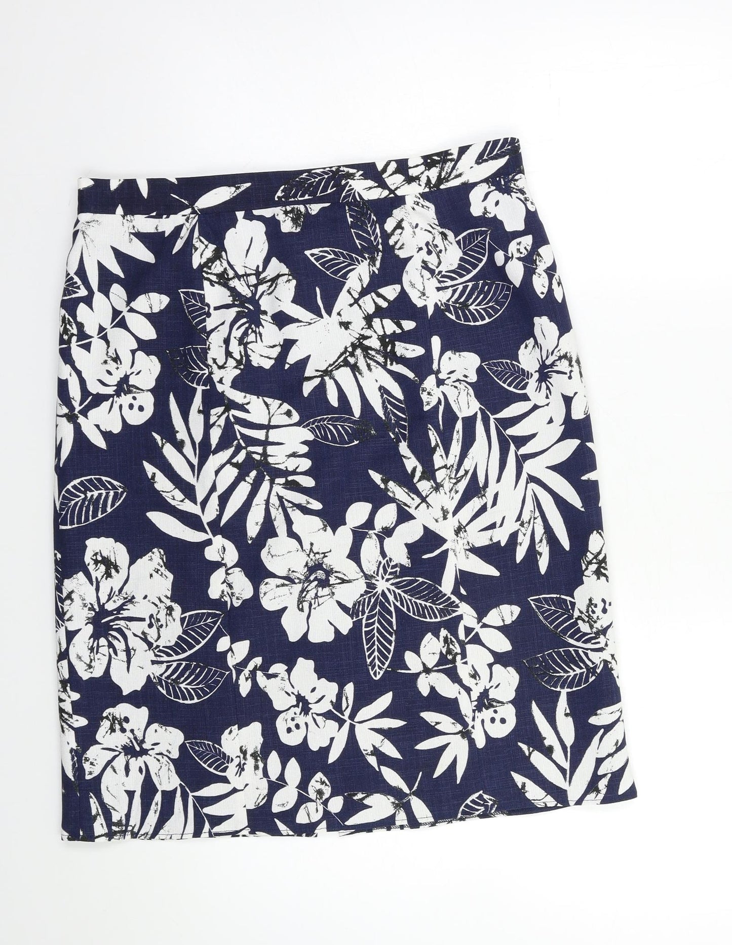 Preworn Womens Blue Floral  Straight & Pencil Skirt Size 30 in
