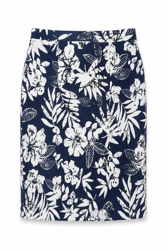 Preworn Womens Blue Floral  Straight & Pencil Skirt Size 30 in
