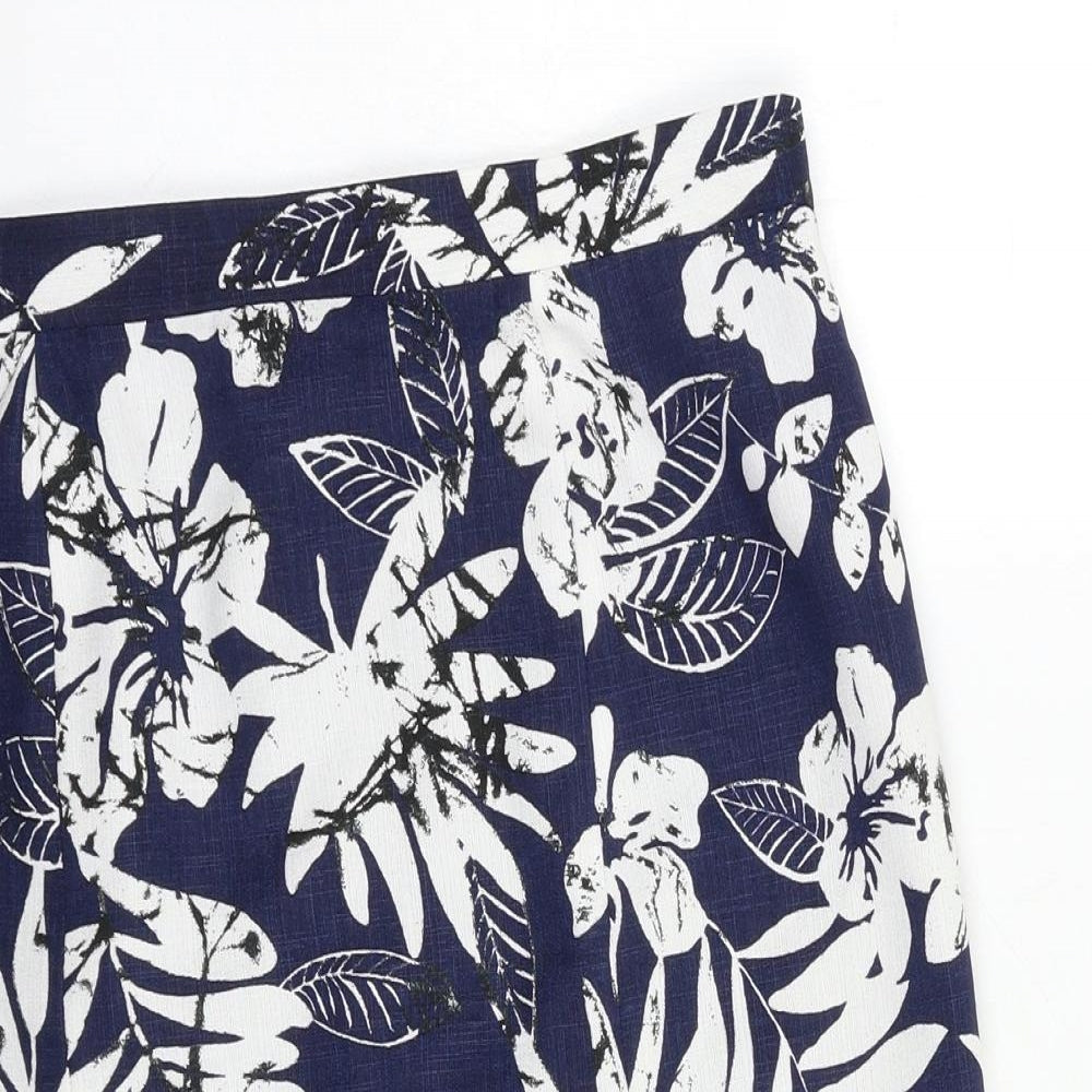 Preworn Womens Blue Floral  Straight & Pencil Skirt Size 30 in