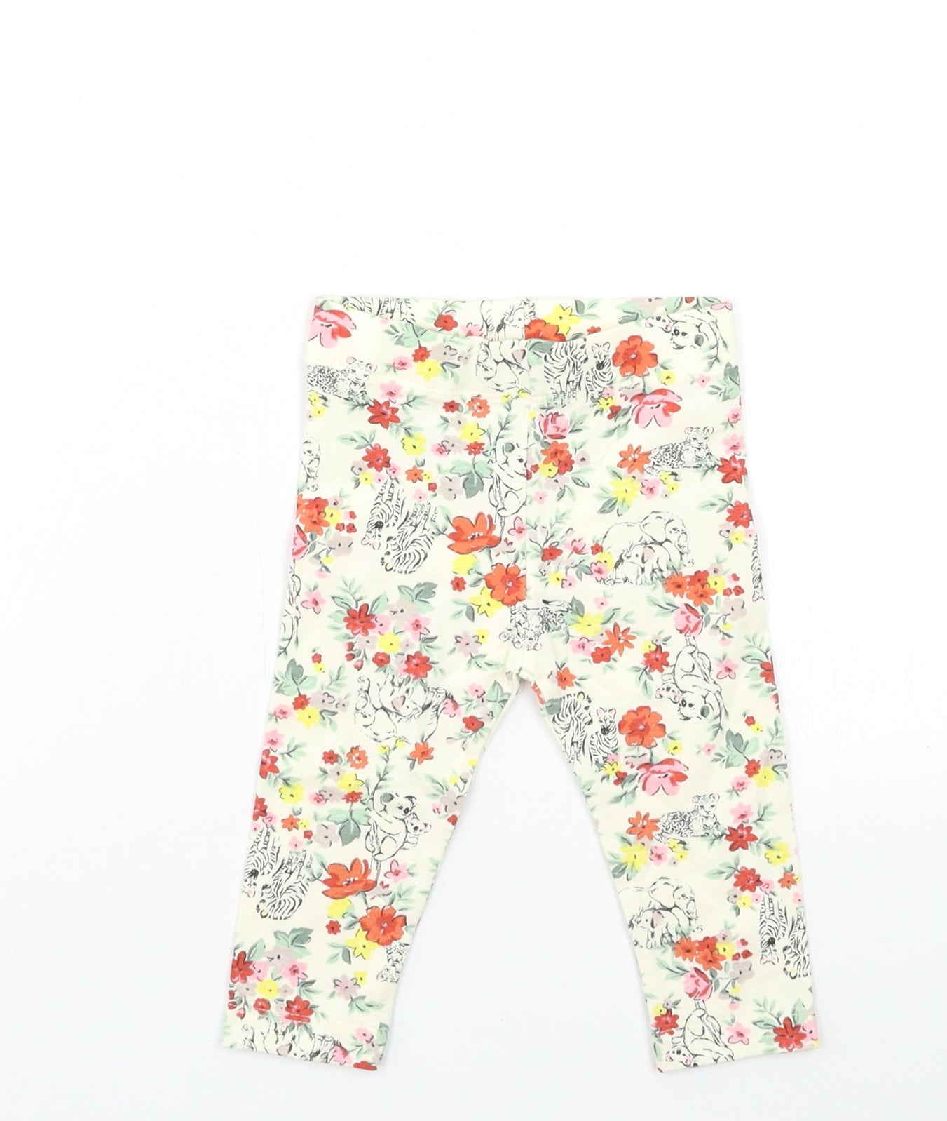 Nutmeg Baby Beige Floral  Capri Trousers Size 3-6 Months
