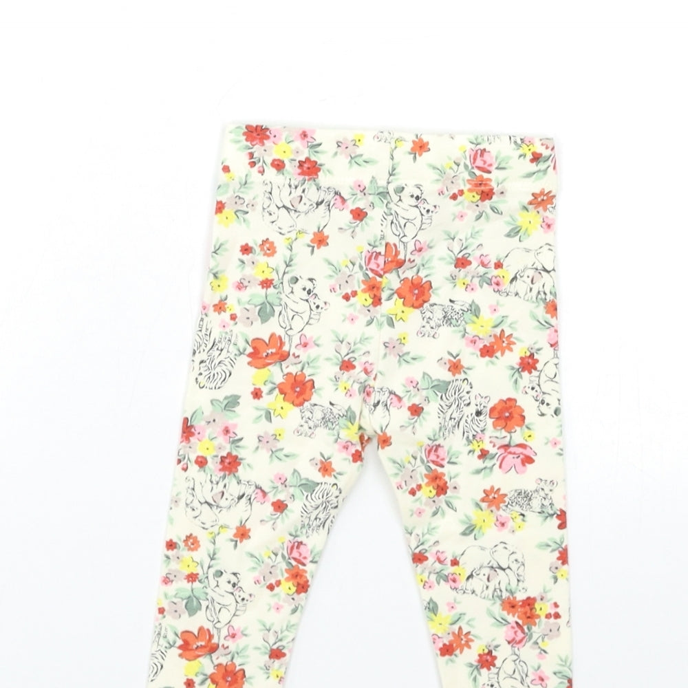 Nutmeg Baby Beige Floral  Capri Trousers Size 3-6 Months