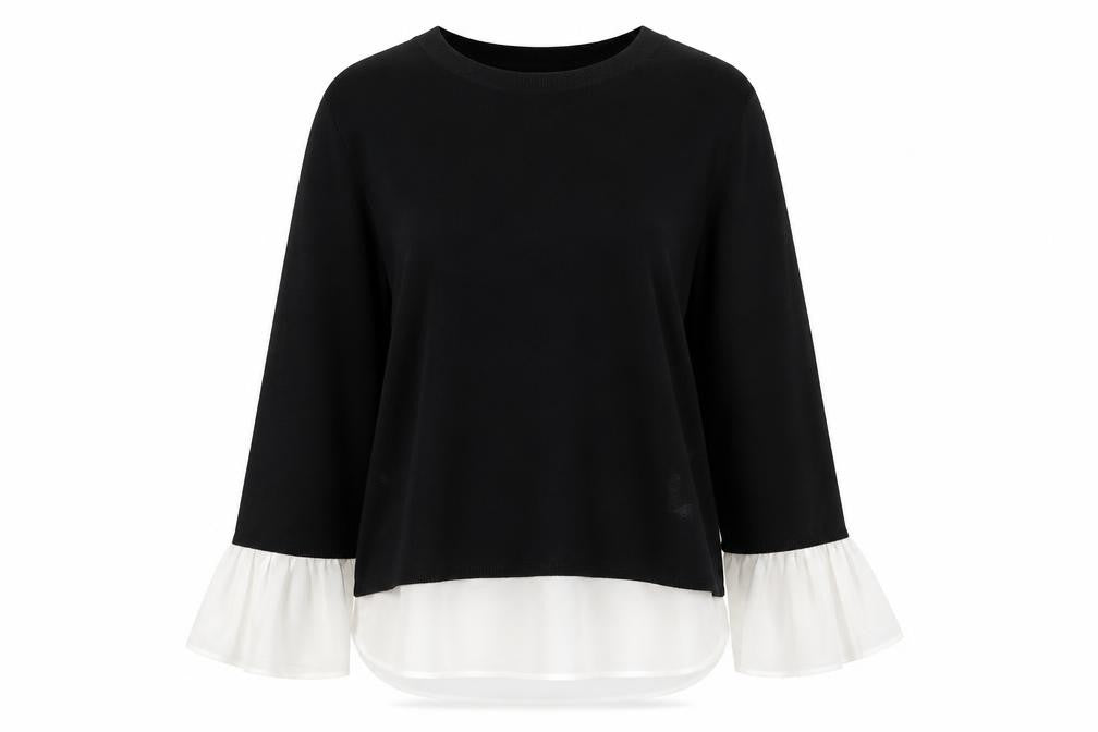 Front view of Linea women’s black jumper, size L, - blouse/jumper