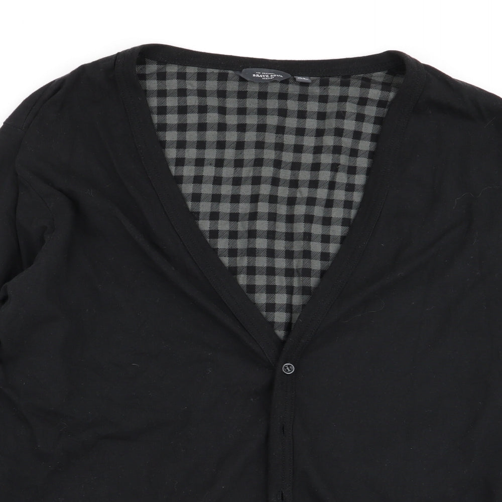 Brave Soul Womens Black   Cardigan Jumper Size XL