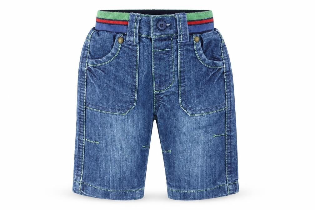 Front view of Cherokee boys’ blue capri jeans size newborn