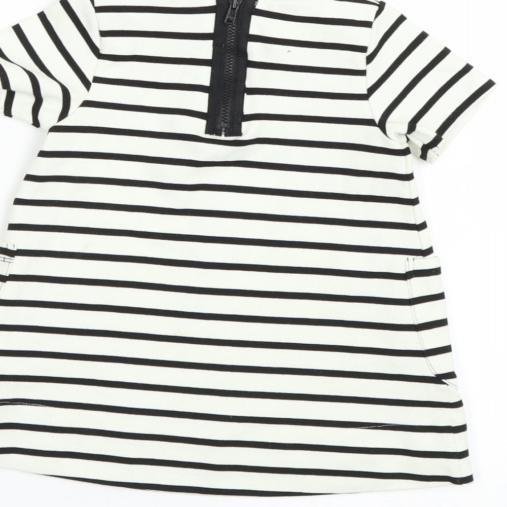 MYK Girls White Striped  T-Shirt Dress  Size 9-12 Months