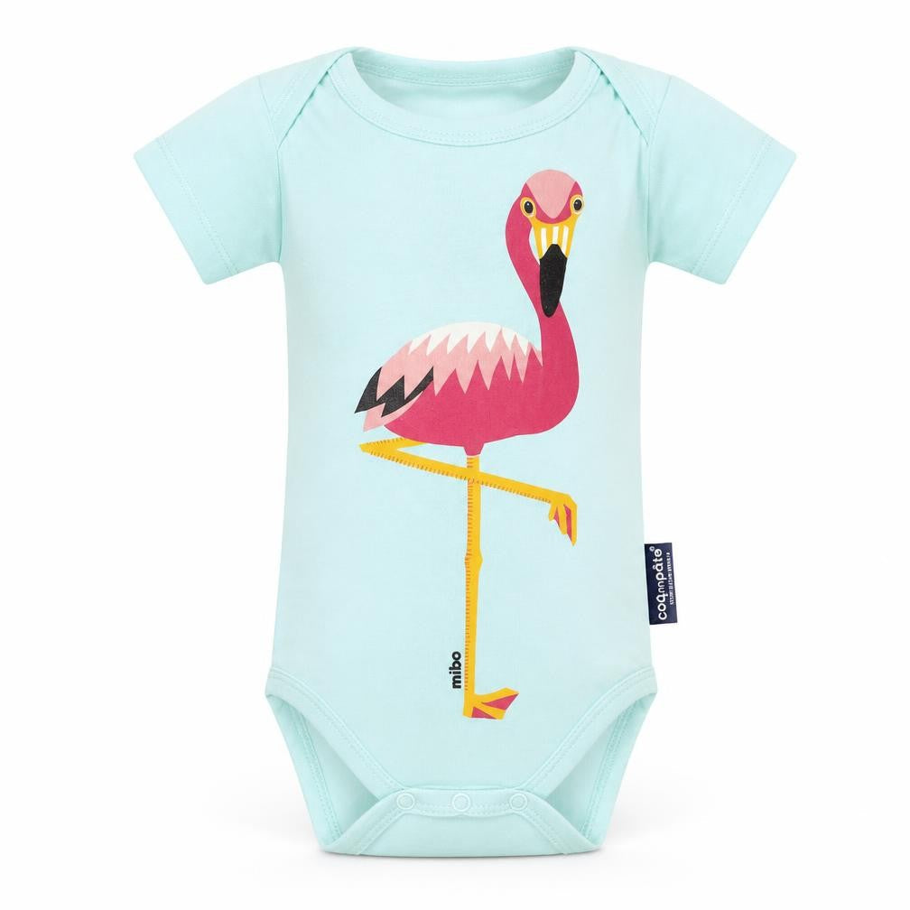 Front view of Coq En Pate girls’ blue basic t-shirt, size 3-6, months
