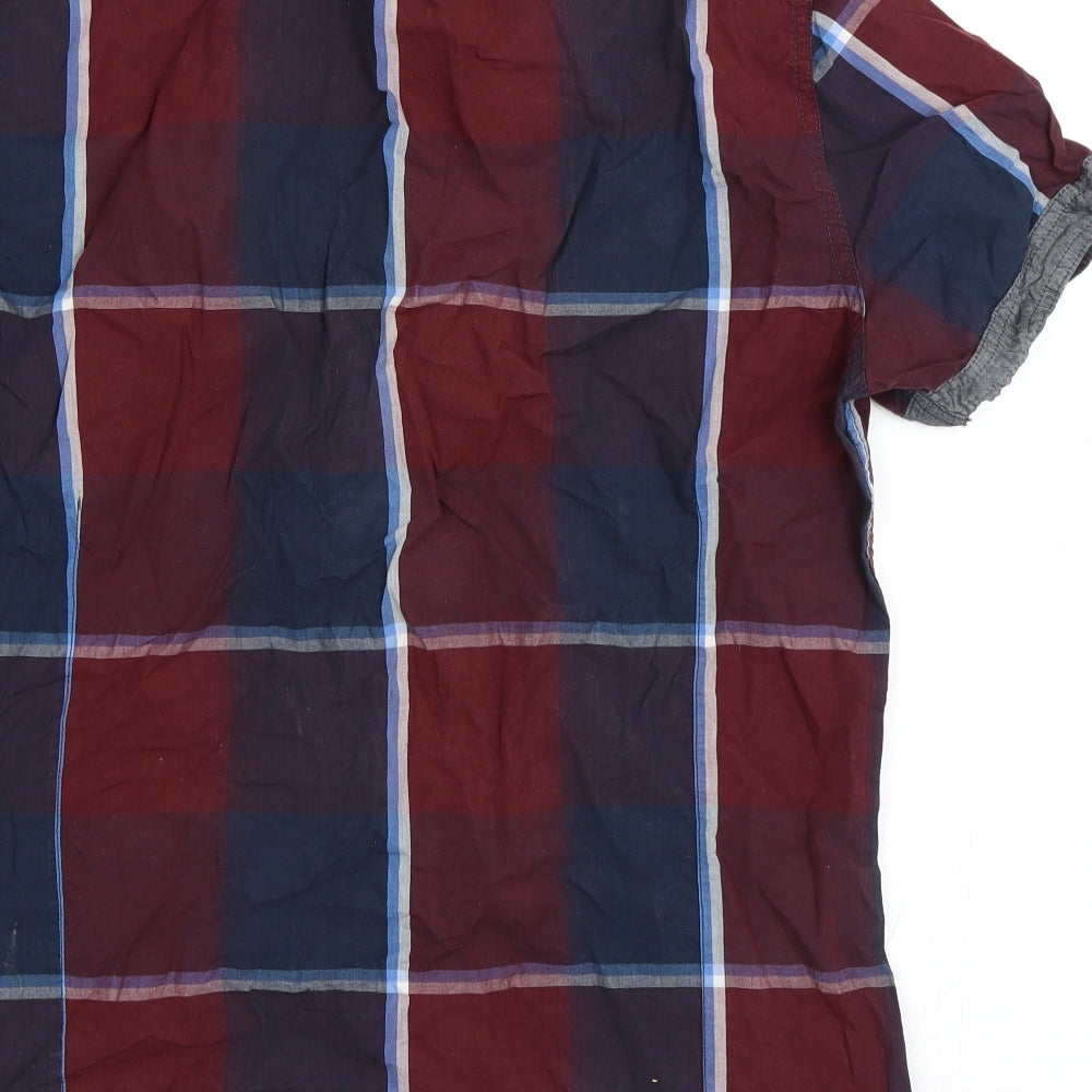 Urbndist Mens Red Check   Button-Up Size M