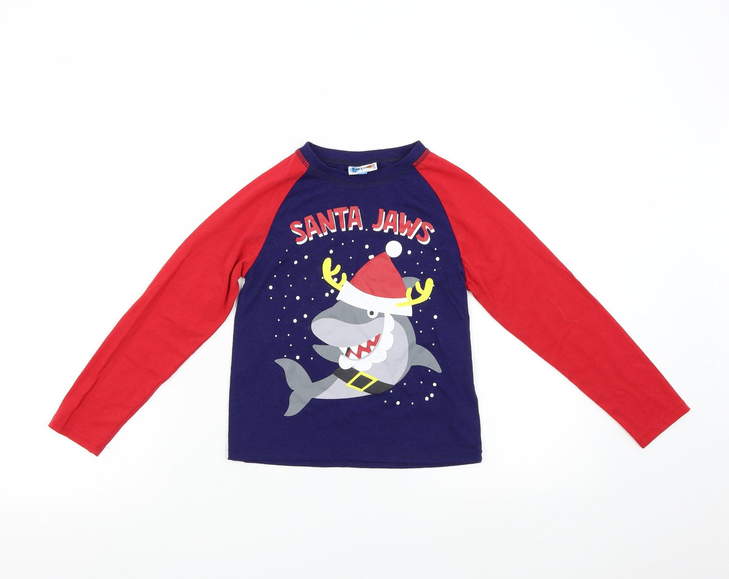 Hullabalu Boys Blue Solid   Pyjama Top Size 7-8 Years  - Santa Jaws