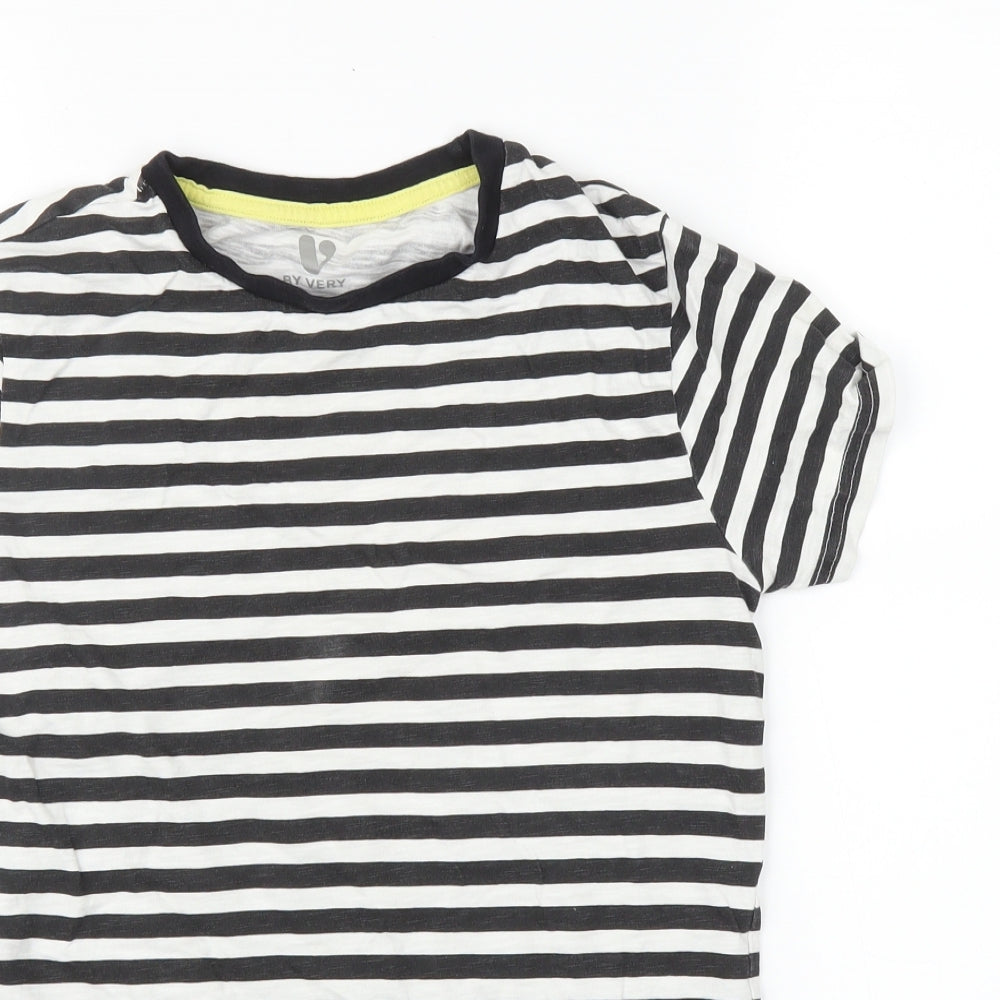Very Boys Black Striped  Basic T-Shirt Size 10 Years