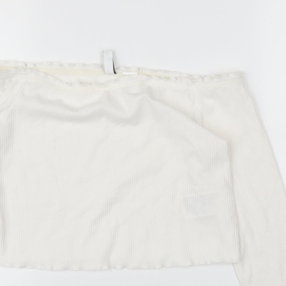 H&M Womens White   Cropped Blouse Size M
