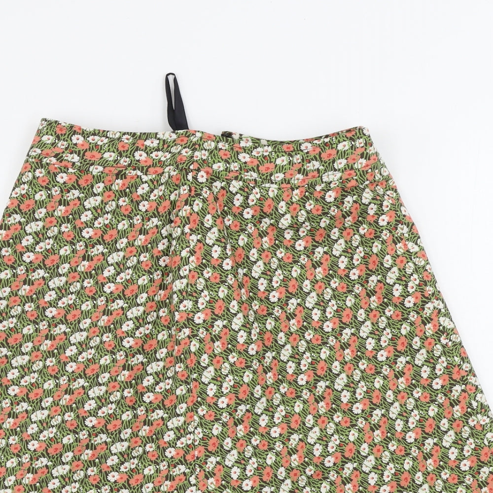 Preworn  Womens Green Floral  A-Line Skirt Size 28 in