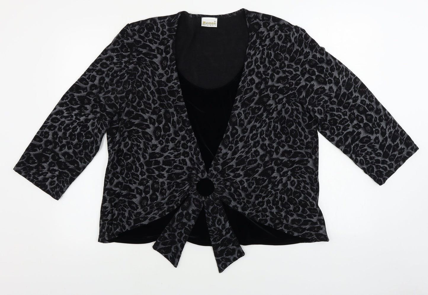 Roman  Womens Black Floral  Pullover Jumper Size XL
