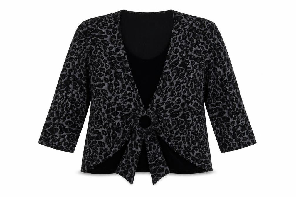 Front view of Roman women’s black floral jumper, size XL