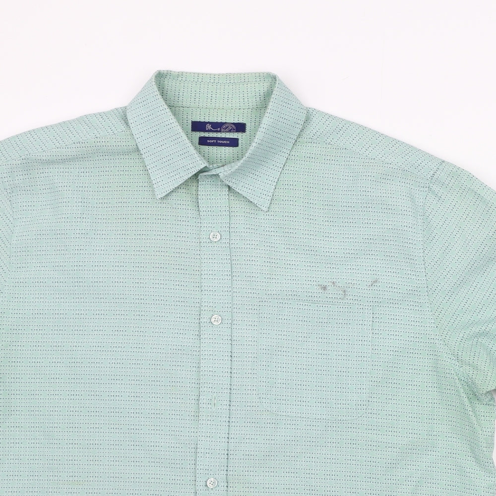 BHS Mens Green Geometric   Button-Up Size L