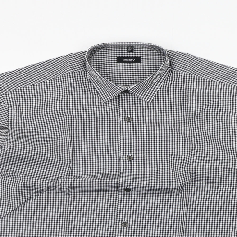 disley Mens White Check   Button-Up Size 15.5