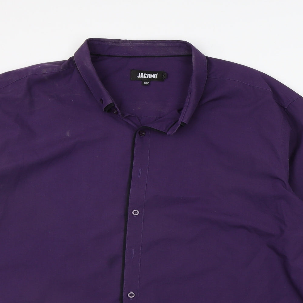 Jacamo Mens Purple Houndstooth   Button-Up Size XL