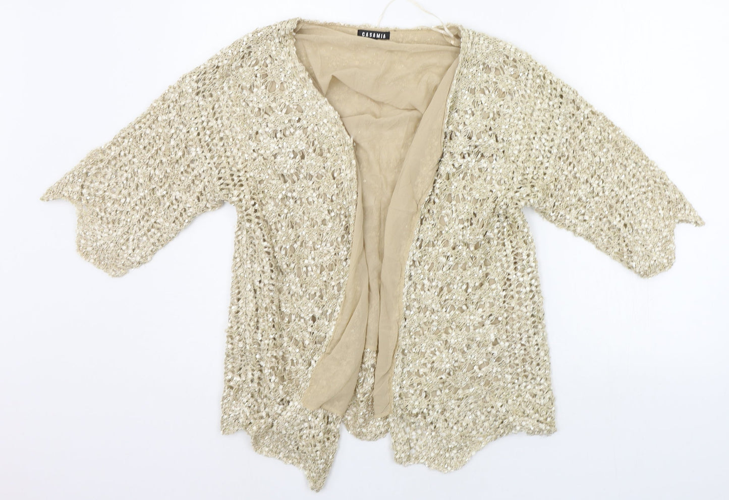 CASAMIA Womens Beige Houndstooth  Cardigan Jumper Size S