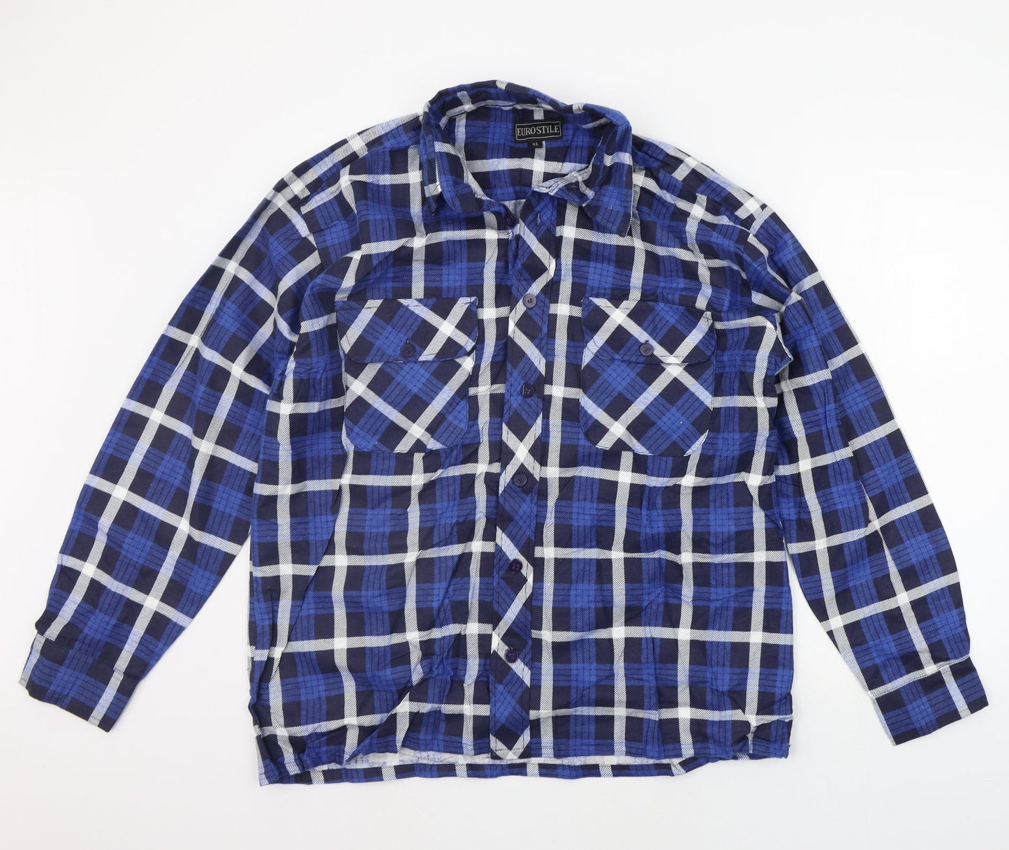 Eurostar Mens Blue Check   Button-Up Size XL