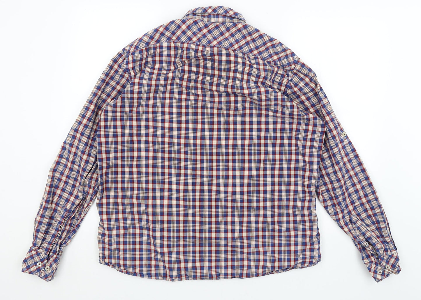 Celio Mens Blue Plaid   Button-Up Size XL