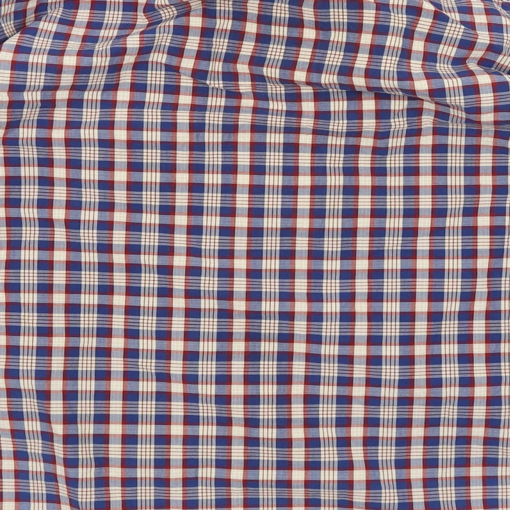 Celio Mens Blue Plaid   Button-Up Size XL