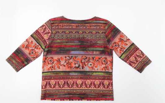 alexara Womens Orange Geometric  Pullover Sweatshirt Size L