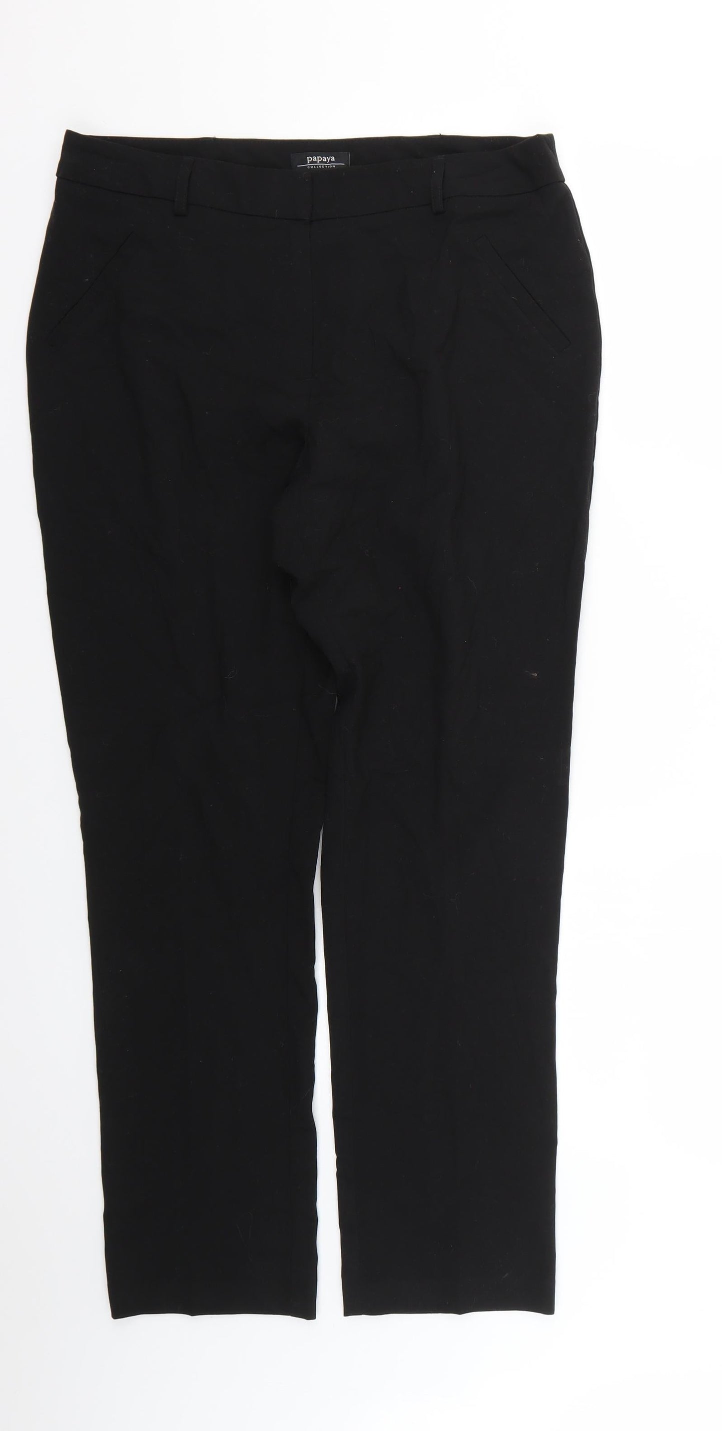 Papaya Womens Black   Trousers  Size 12 L25 in