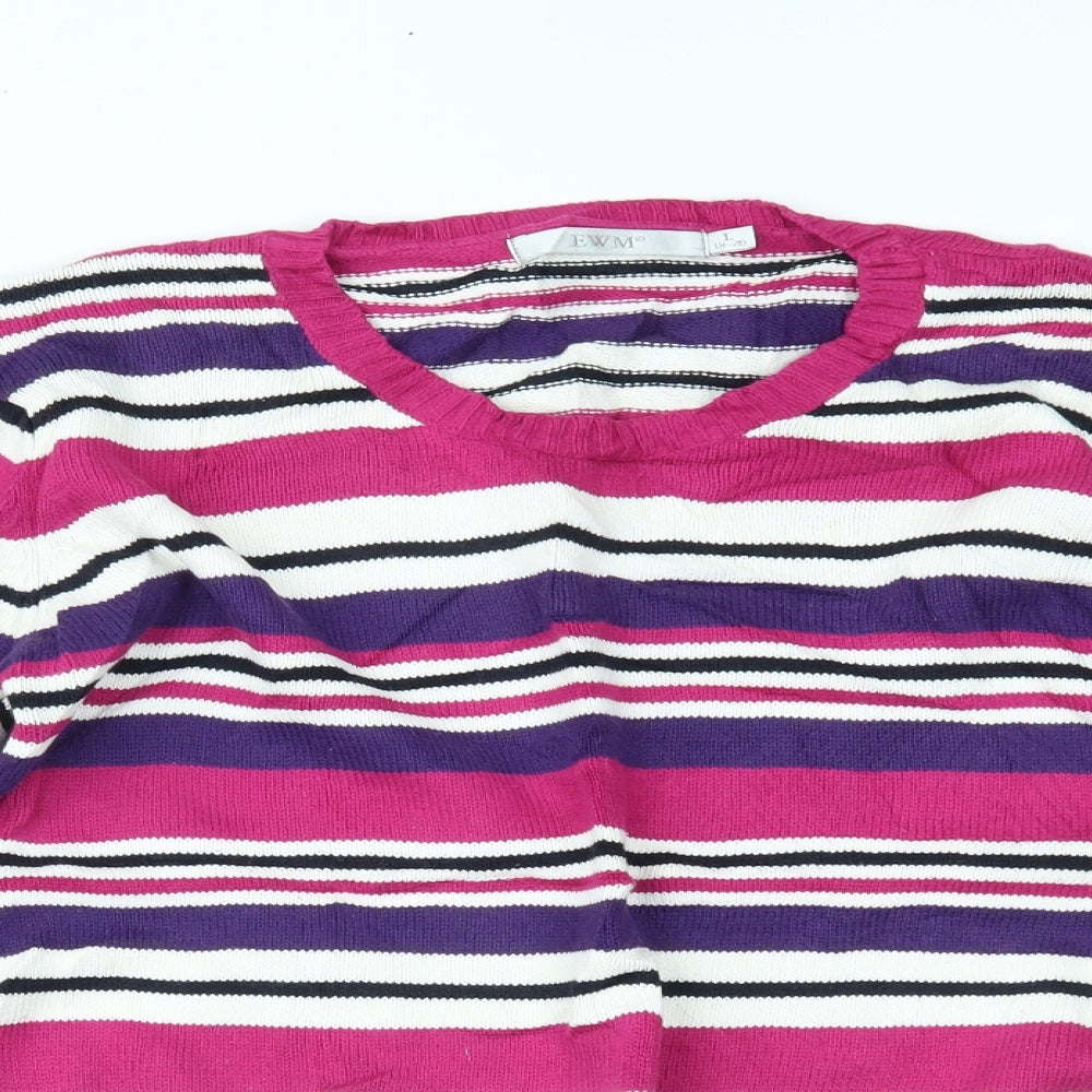 EWM Womens Purple Striped  Pullover Jumper Size L