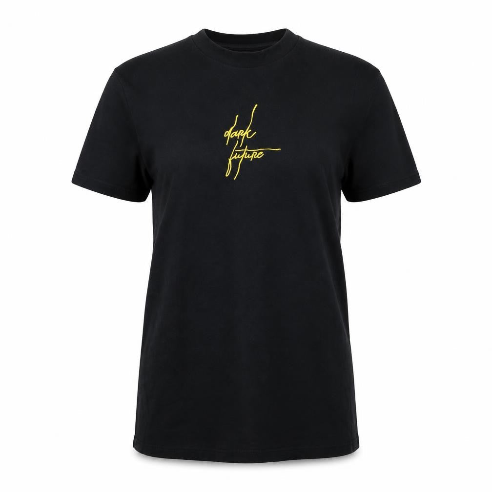 Front view of ASOS women’s black basic t-shirt, size S