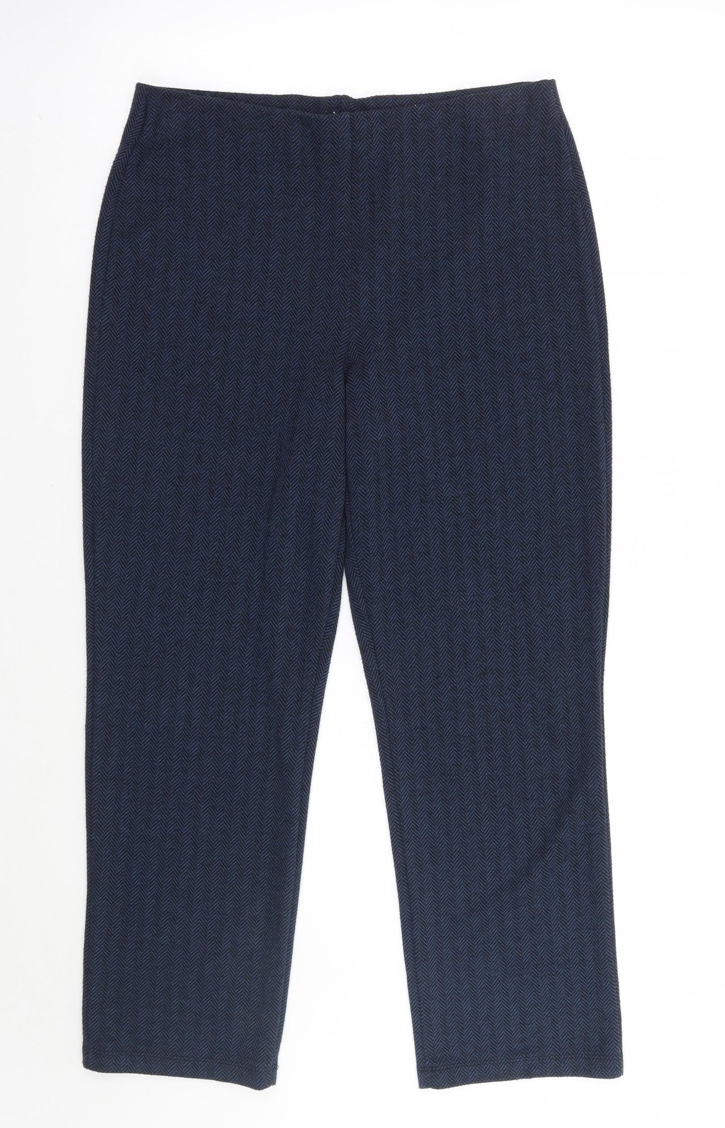Marks and Spencer Womens Blue Geometric  Trousers  Size 12 L26 in