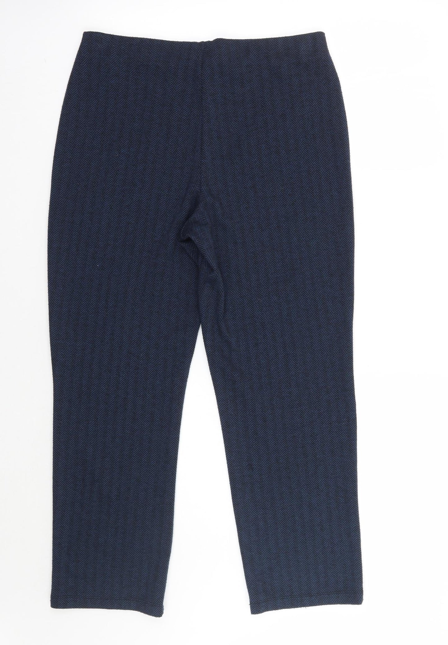 Marks and Spencer Womens Blue Geometric  Trousers  Size 12 L26 in