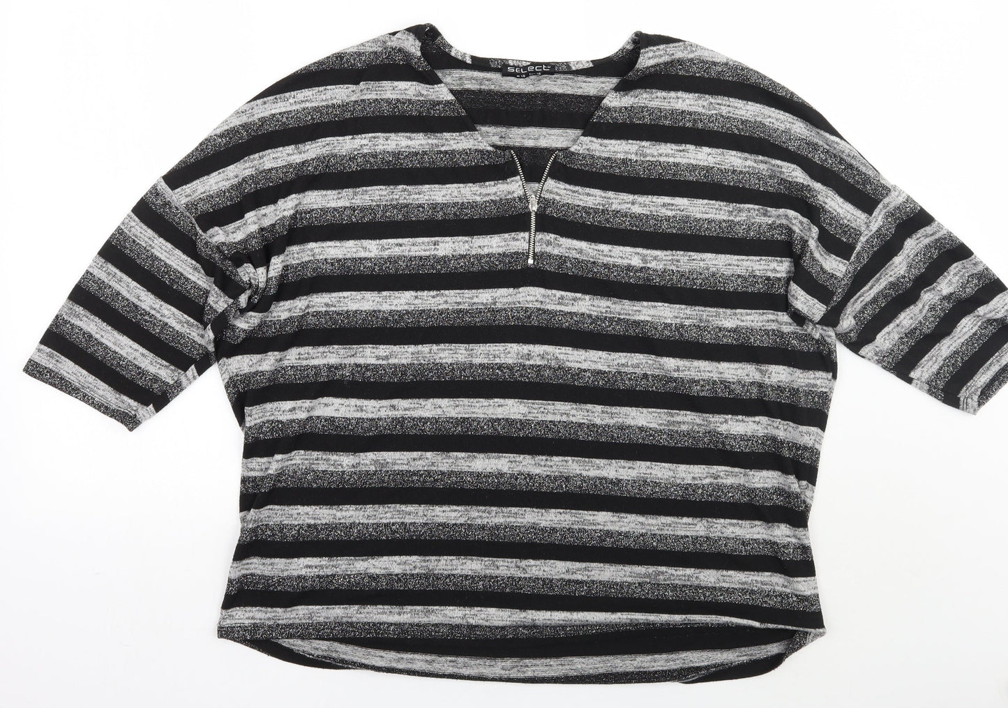 Select Womens Grey Striped  Pullover Jumper Size 18